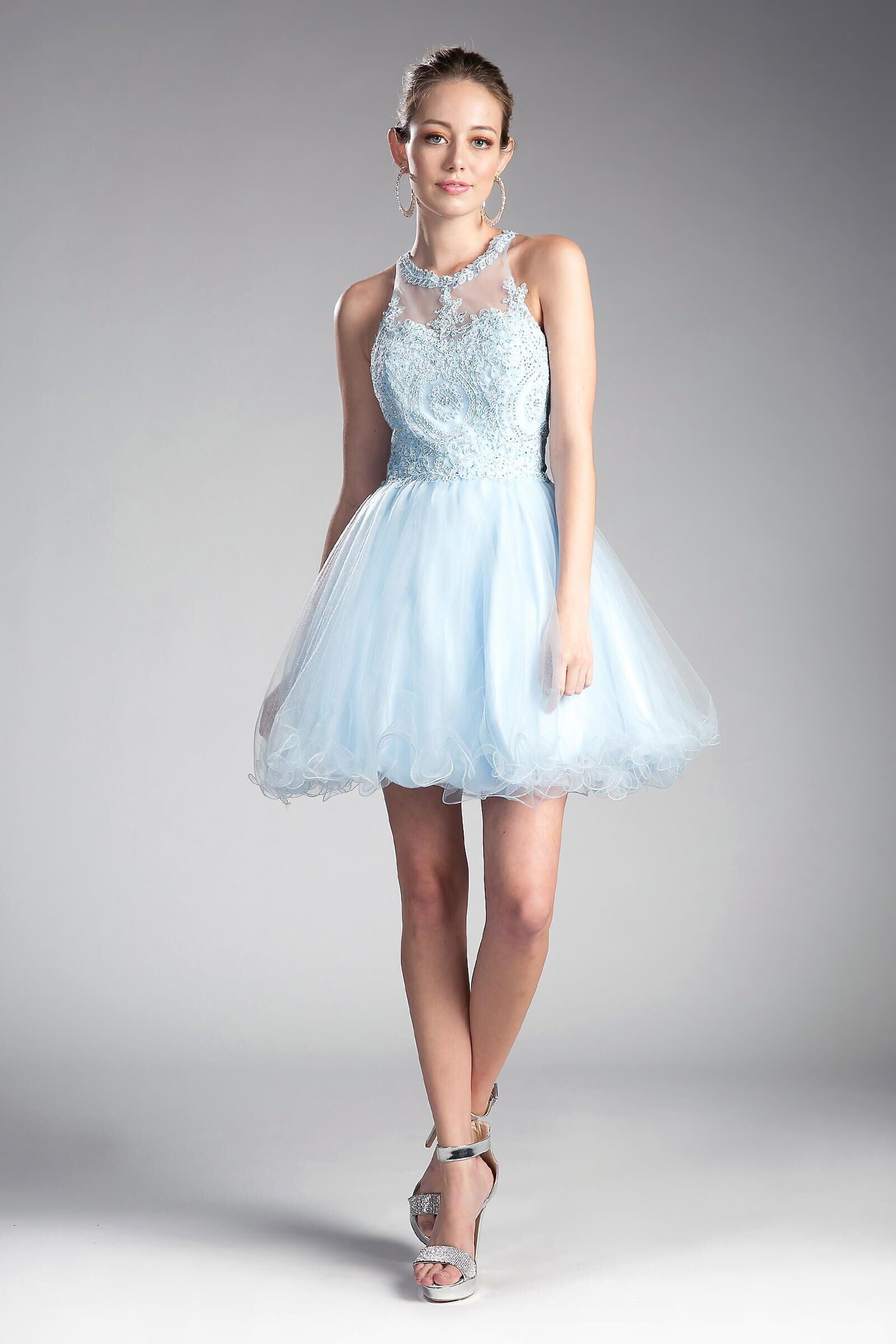 Short Prom Halter Neck Homecoming Dress - The Dress Outlet May Queen