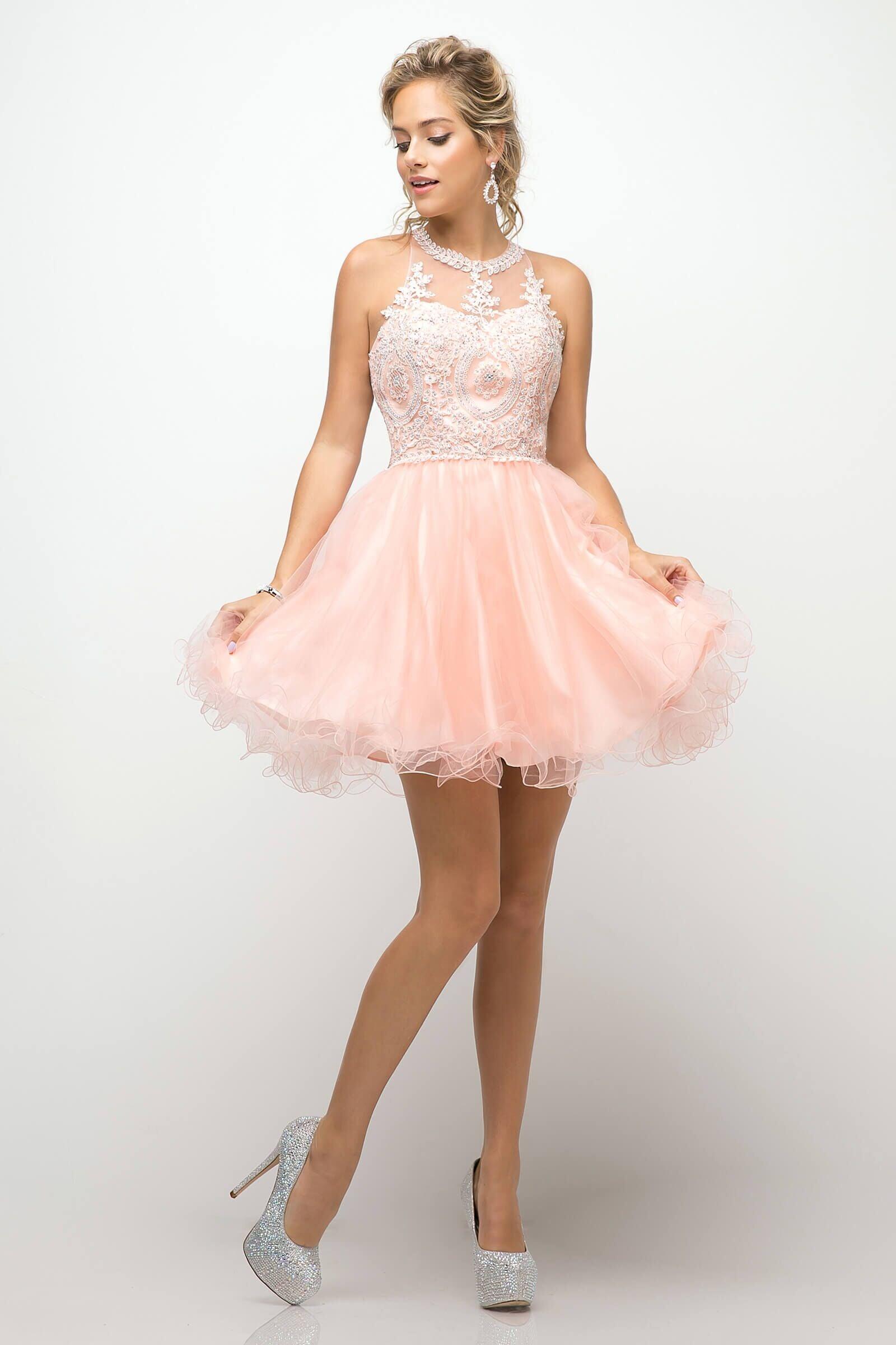 Short Prom Halter Neck Homecoming Dress - The Dress Outlet May Queen