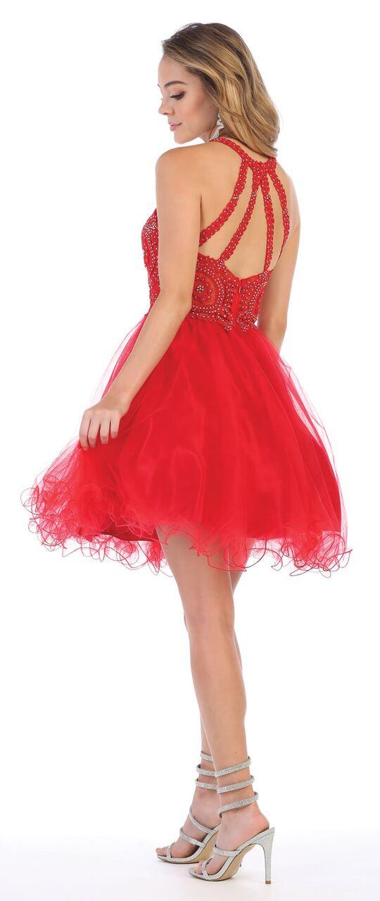 Short Prom Halter Neck Homecoming Dress - The Dress Outlet May Queen