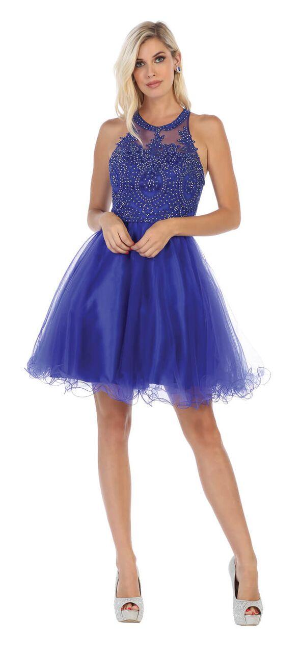 Short Prom Halter Neck Homecoming Dress - The Dress Outlet May Queen
