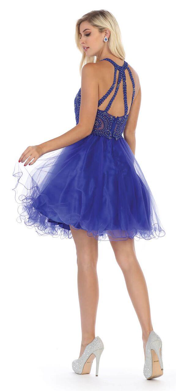 Short Prom Halter Neck Homecoming Dress - The Dress Outlet May Queen