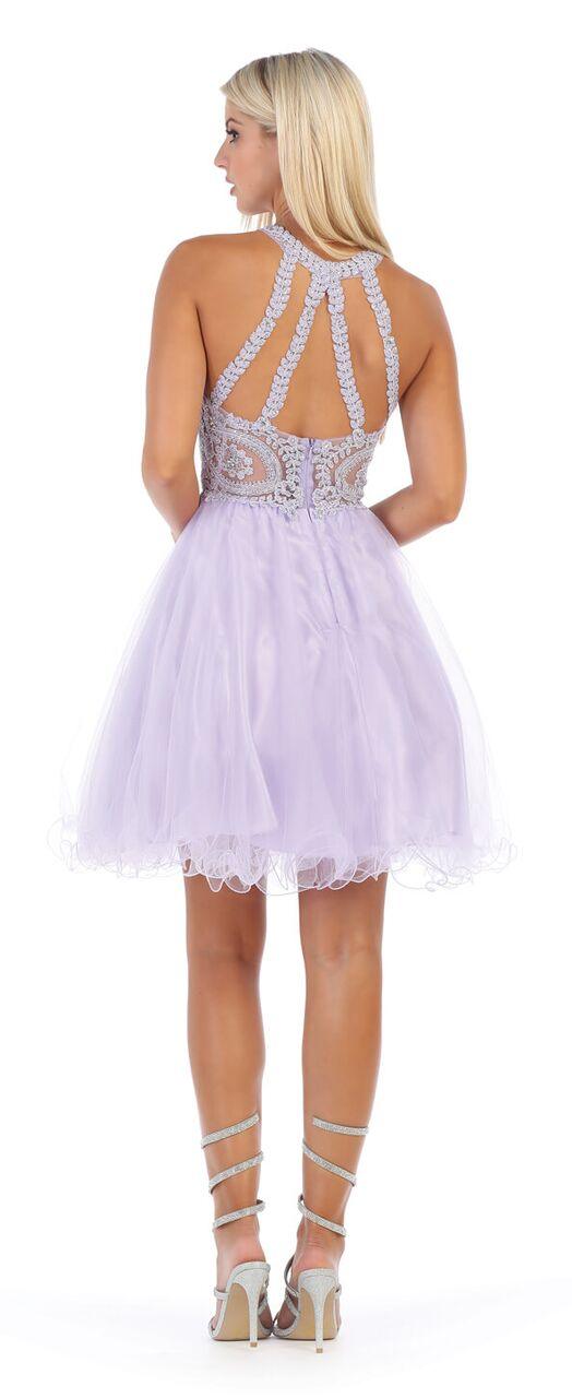 Short Prom Halter Neck Homecoming Dress - The Dress Outlet May Queen