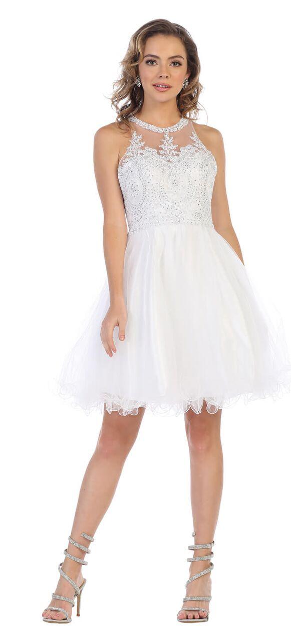Short Prom Halter Neck Homecoming Dress - The Dress Outlet May Queen