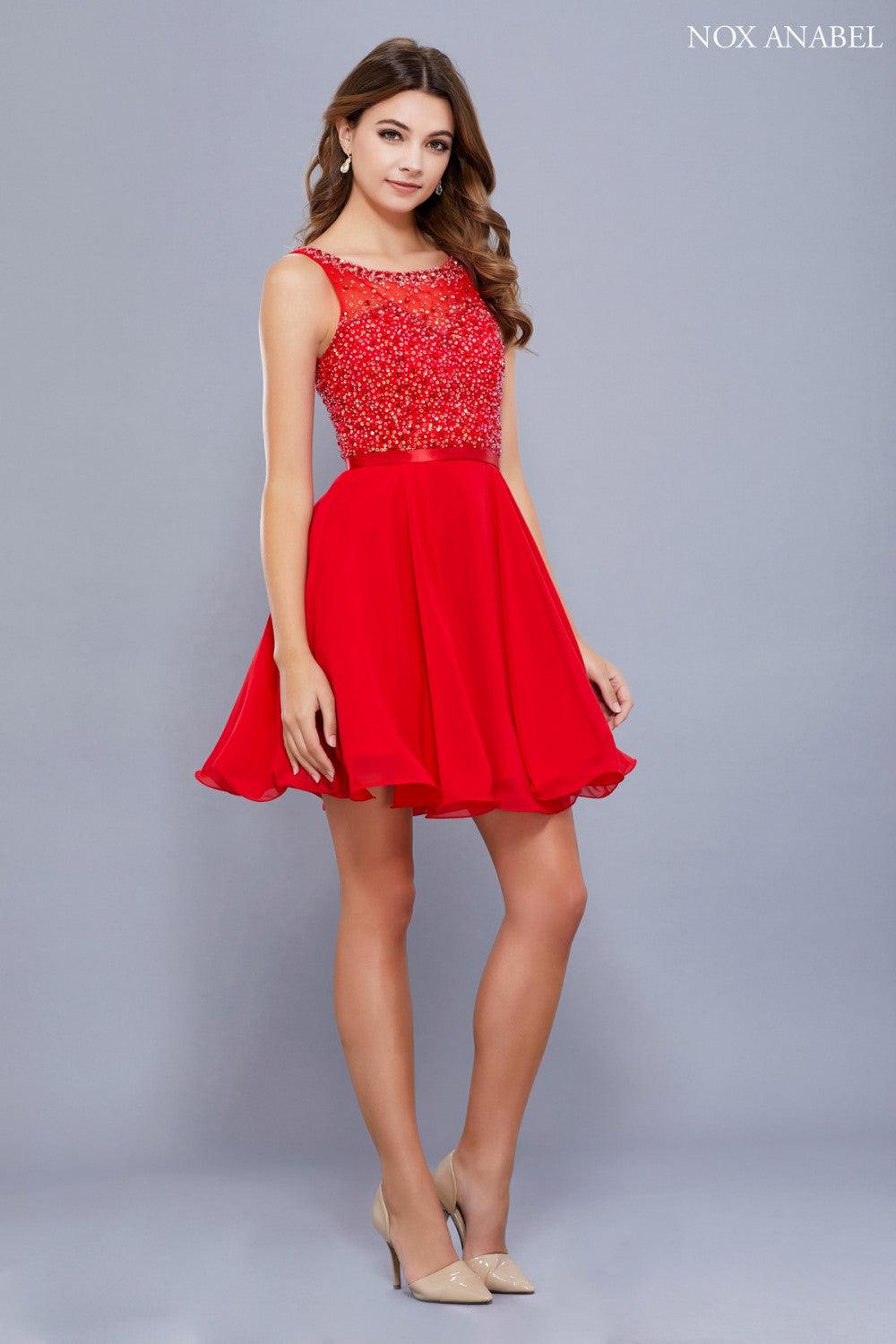 Red Sleeveless V-Back Sequined Cocktail Dress for $144.99 – The Dress