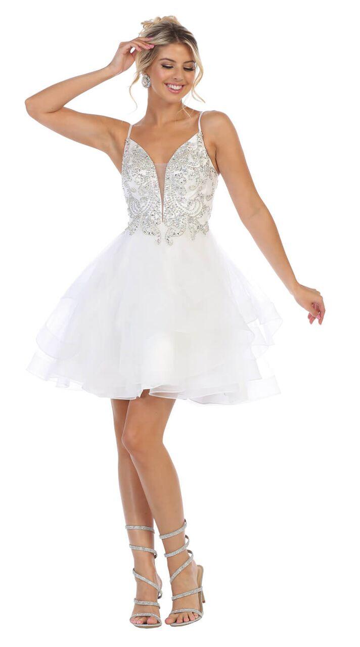 Short Prom Short Dress with Ruffled Skirt - The Dress Outlet May Queen