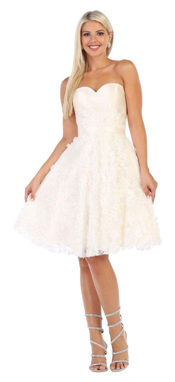 Short Prom Strapless Graduation Cocktail Dress - The Dress Outlet May Queen