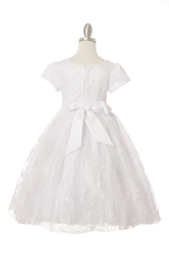 Dusty Pink Short Sleeved Lace Flower Girls Dress for $69.99 – The Dress ...