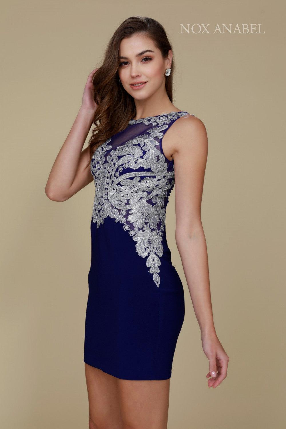 Short Sleeveless Fitted Formal Prom Dress - The Dress Outlet Nox Anabel