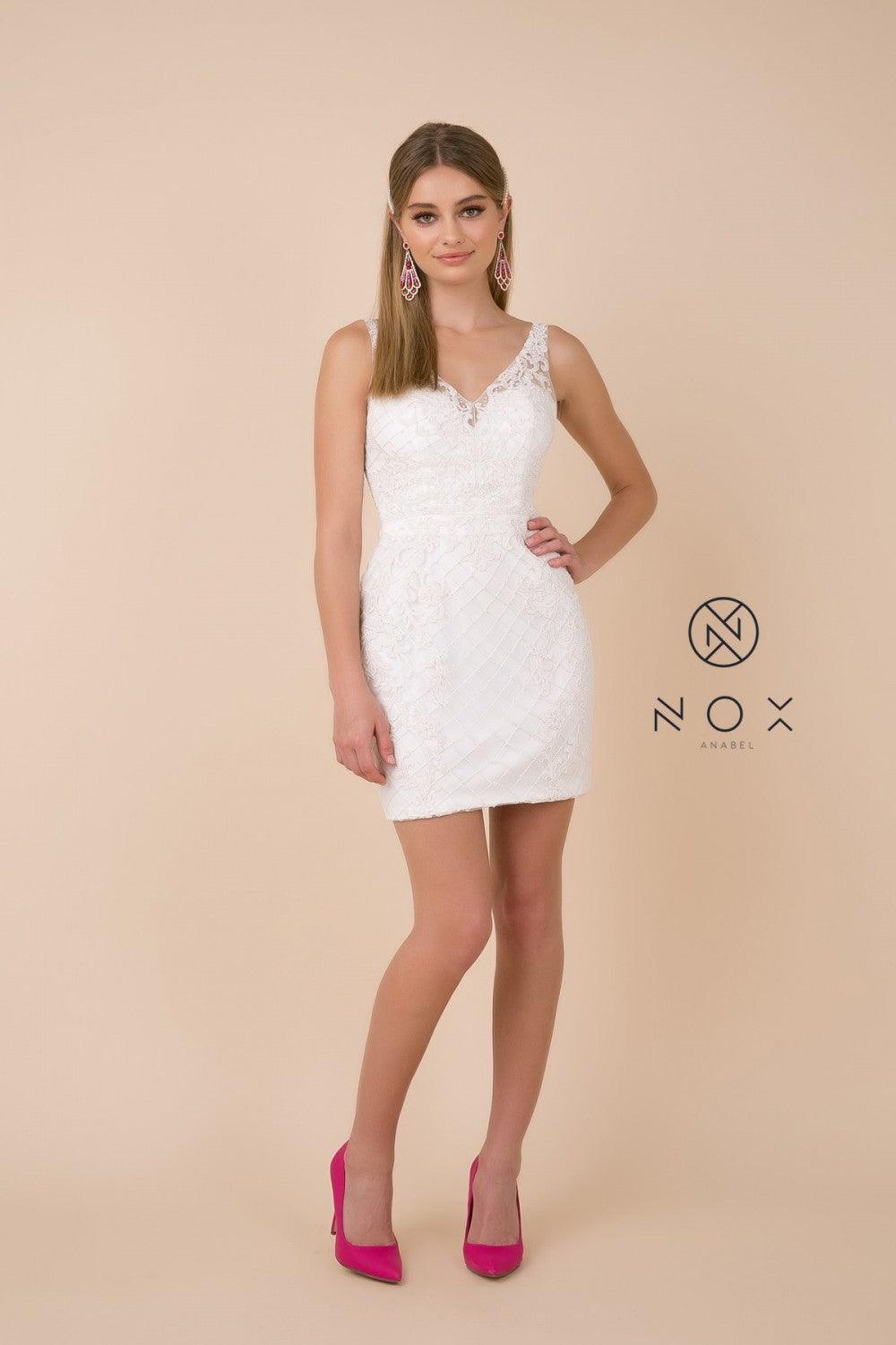 Short Sleeveless Fitted Prom Dress Homecoming - The Dress Outlet Nox Anabel