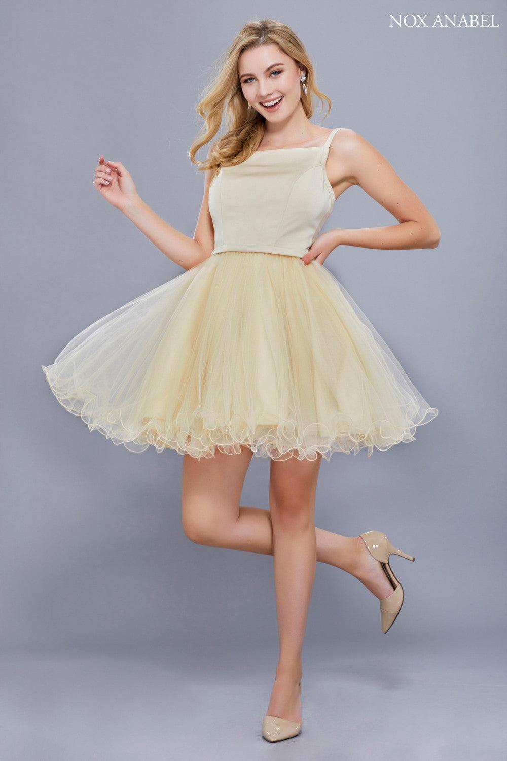 Short Sleeveless Tulle Formal Homecoming Prom Dress - The Dress Outlet Nox Anabel