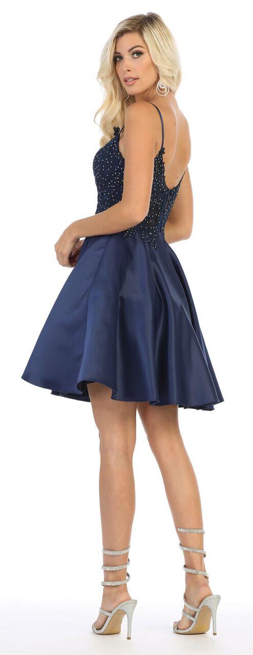 Short Spaghetti Strap Plus Size Satin Prom Dress - The Dress Outlet May Queen