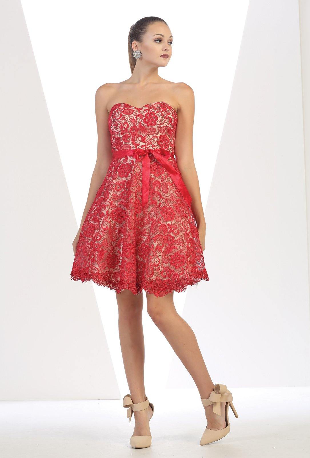 Short Strapless Dress Formal Cocktail - The Dress Outlet May Queen
