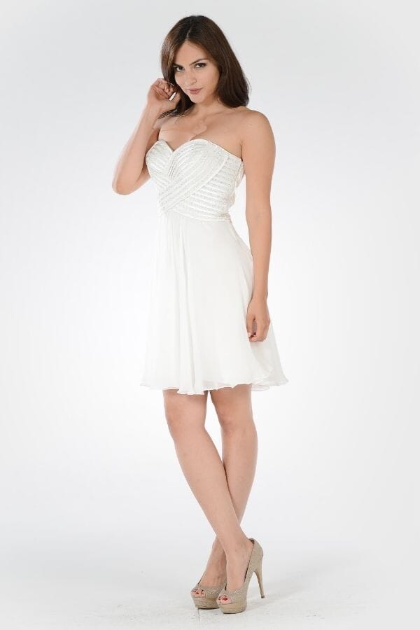 short white chiffon wedding dress Ivory Chiffon Two Pieces Lace Top Short Sleeves Cheap Wedding Dresses MW772