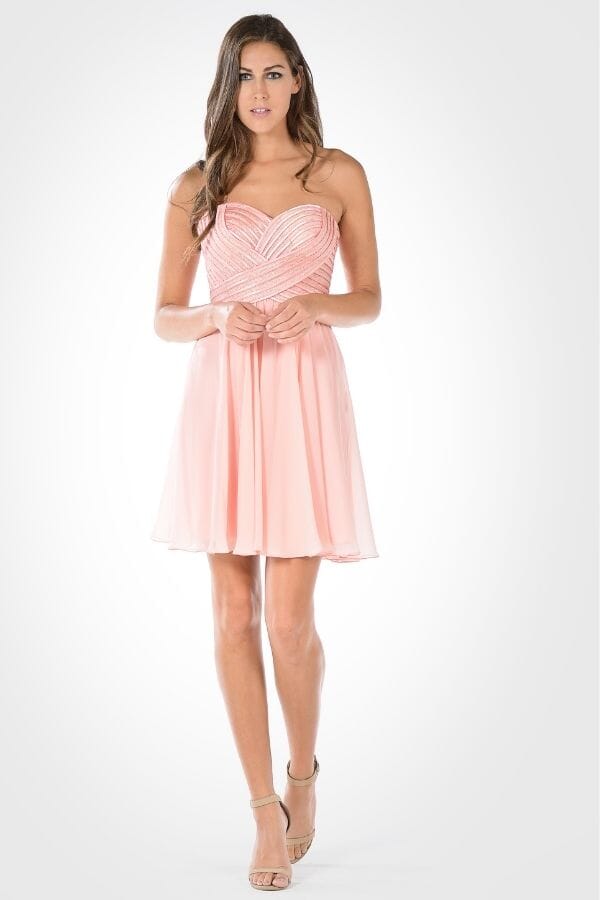 Pink Sweetheart Short Chiffon Cocktail Dress Sequined Poly USA 7716