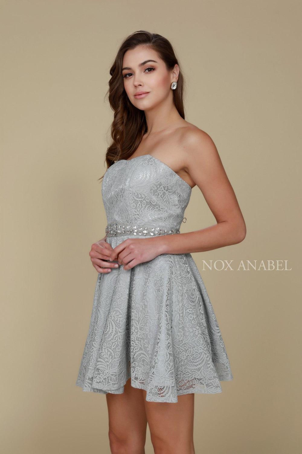 Short Strapless Formal Homecoming Dress - The Dress Outlet Nox Anabel