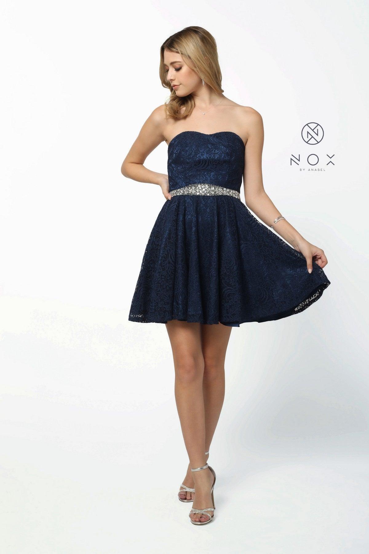 Short Strapless Formal Homecoming Dress - The Dress Outlet