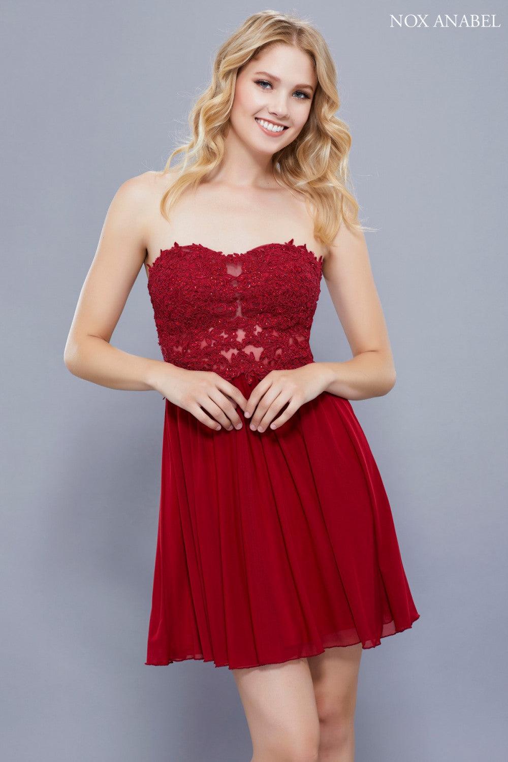 Short Strapless Formal Prom Cocktail Dress - The Dress Outlet Nox Anabel
