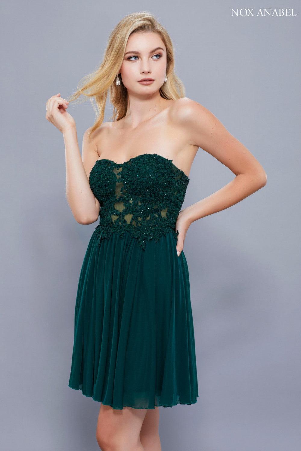 Short Strapless Formal Prom Cocktail Dress - The Dress Outlet Nox Anabel