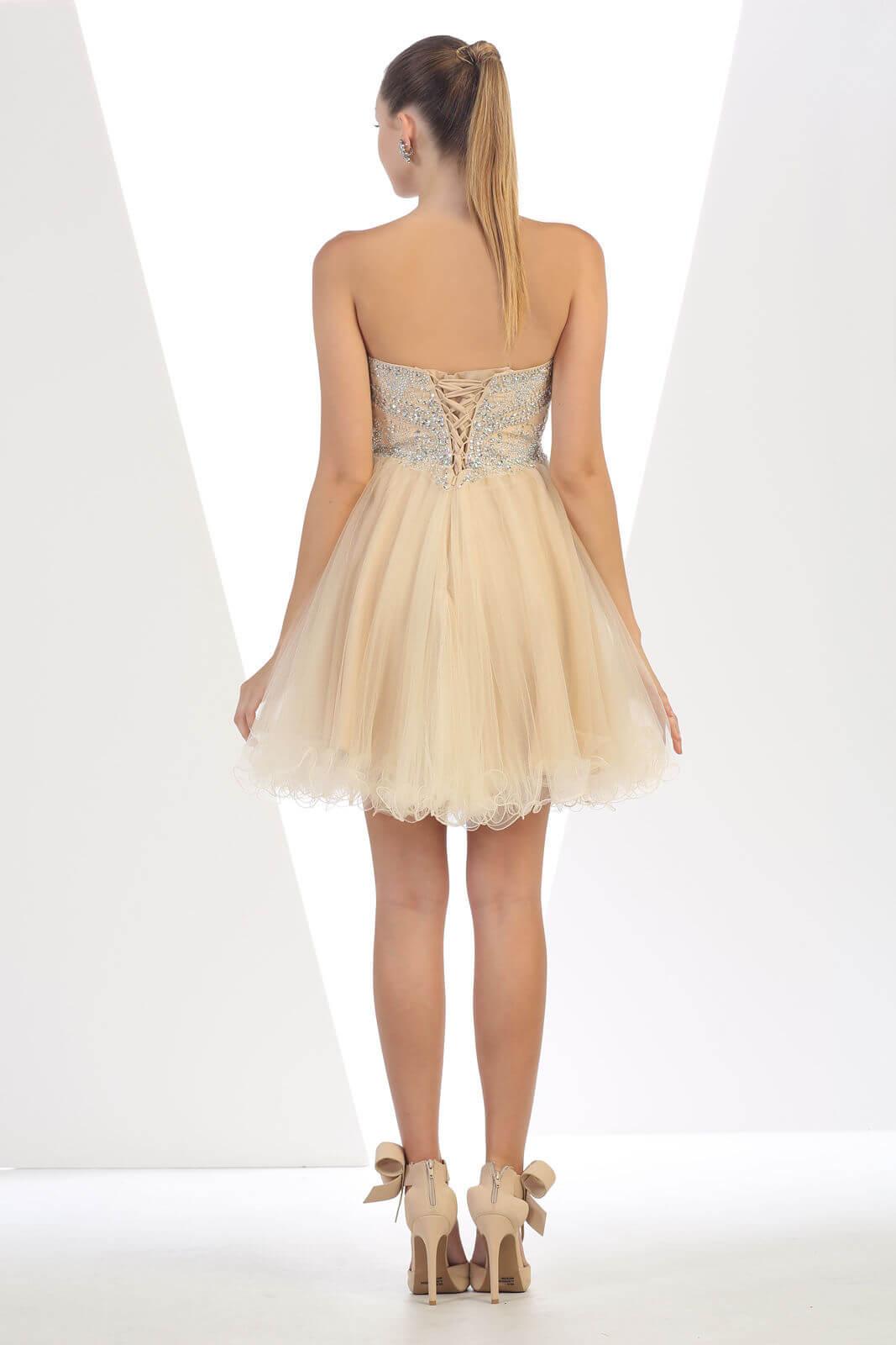 Short Strapless Homecoming Prom Dress - The Dress Outlet May Queen