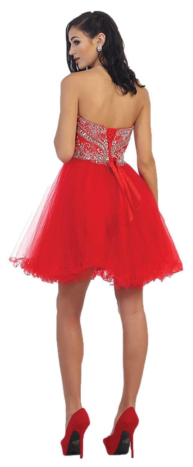 Short Strapless Homecoming Prom Dress - The Dress Outlet May Queen