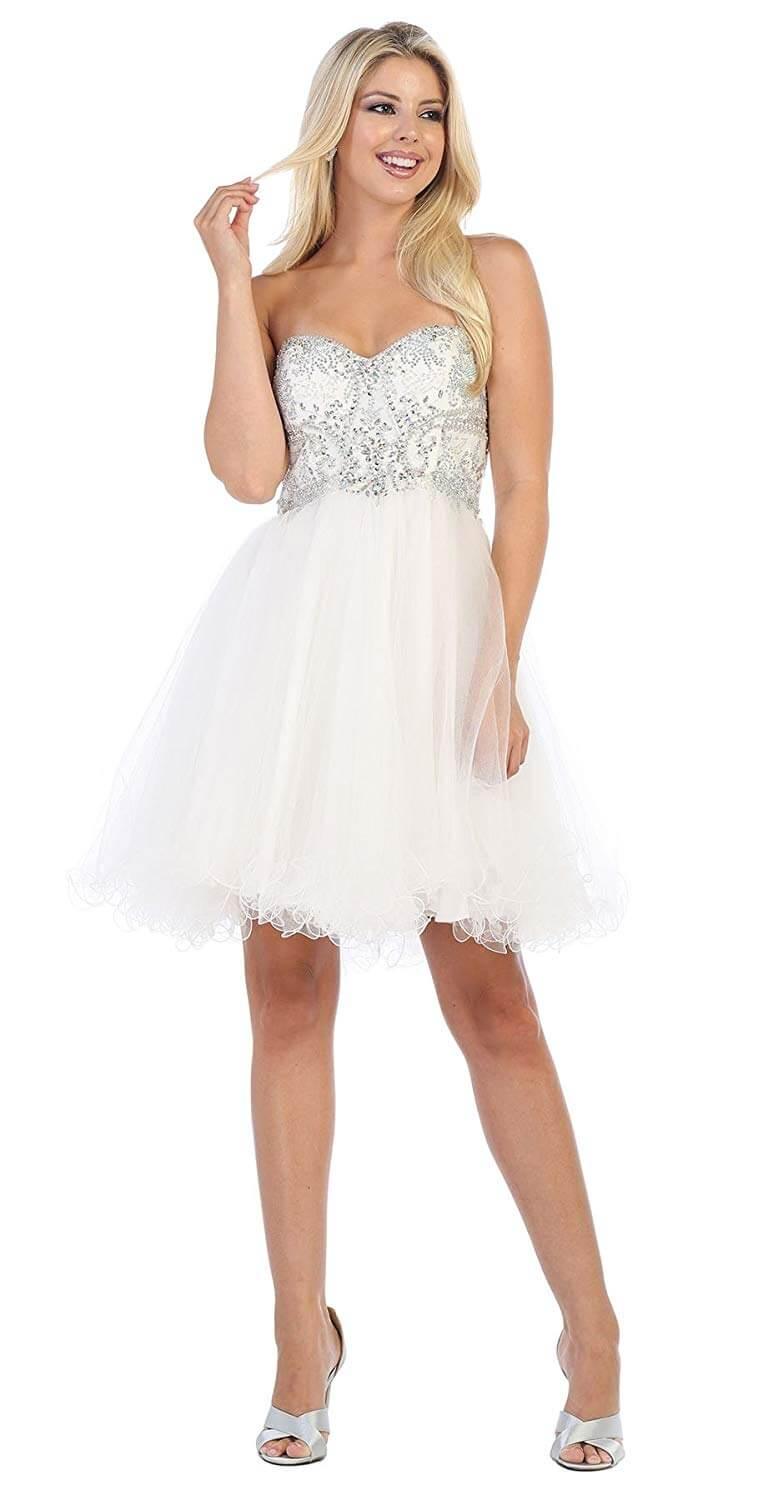 Short Strapless Homecoming Prom Dress - The Dress Outlet May Queen