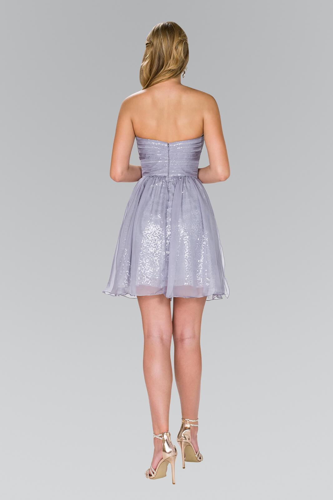 Silver Short Strapless Sweetheart Prom Dress