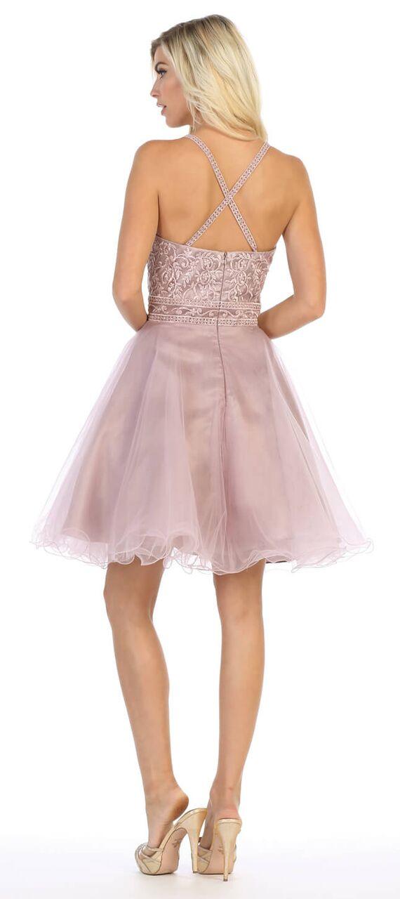 Short Tulle Halter Plus Size Prom Cocktail Party Dress - The Dress Outlet May Queen
