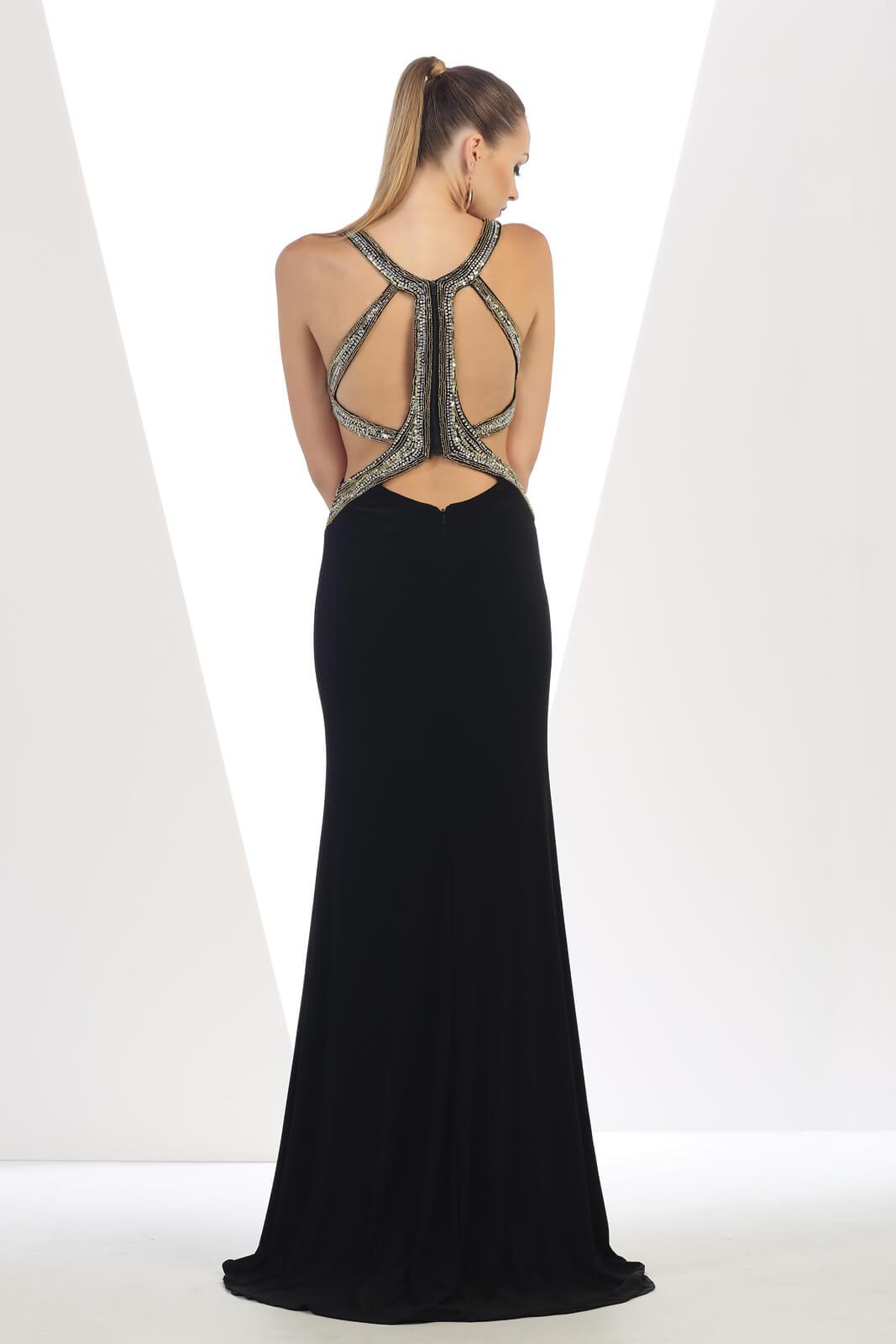 Shoulder Strap Rhinestone Sequin Prom Dress - The Dress Outlet May Queen