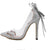 Silver Bowtie Butterfly Knot Wedding High Heel Shoes - The Dress Outlet GY