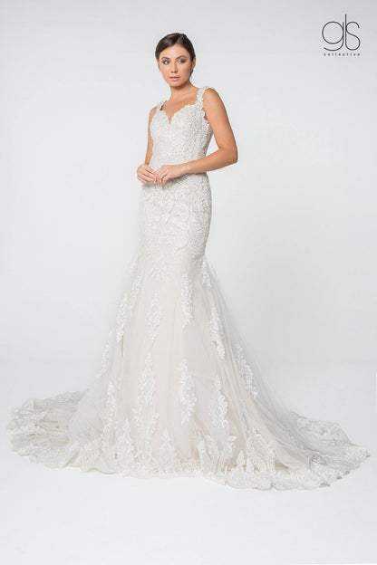 Simple Lace Mermaid Wedding Long Dress - The Dress Outlet Elizabeth K
