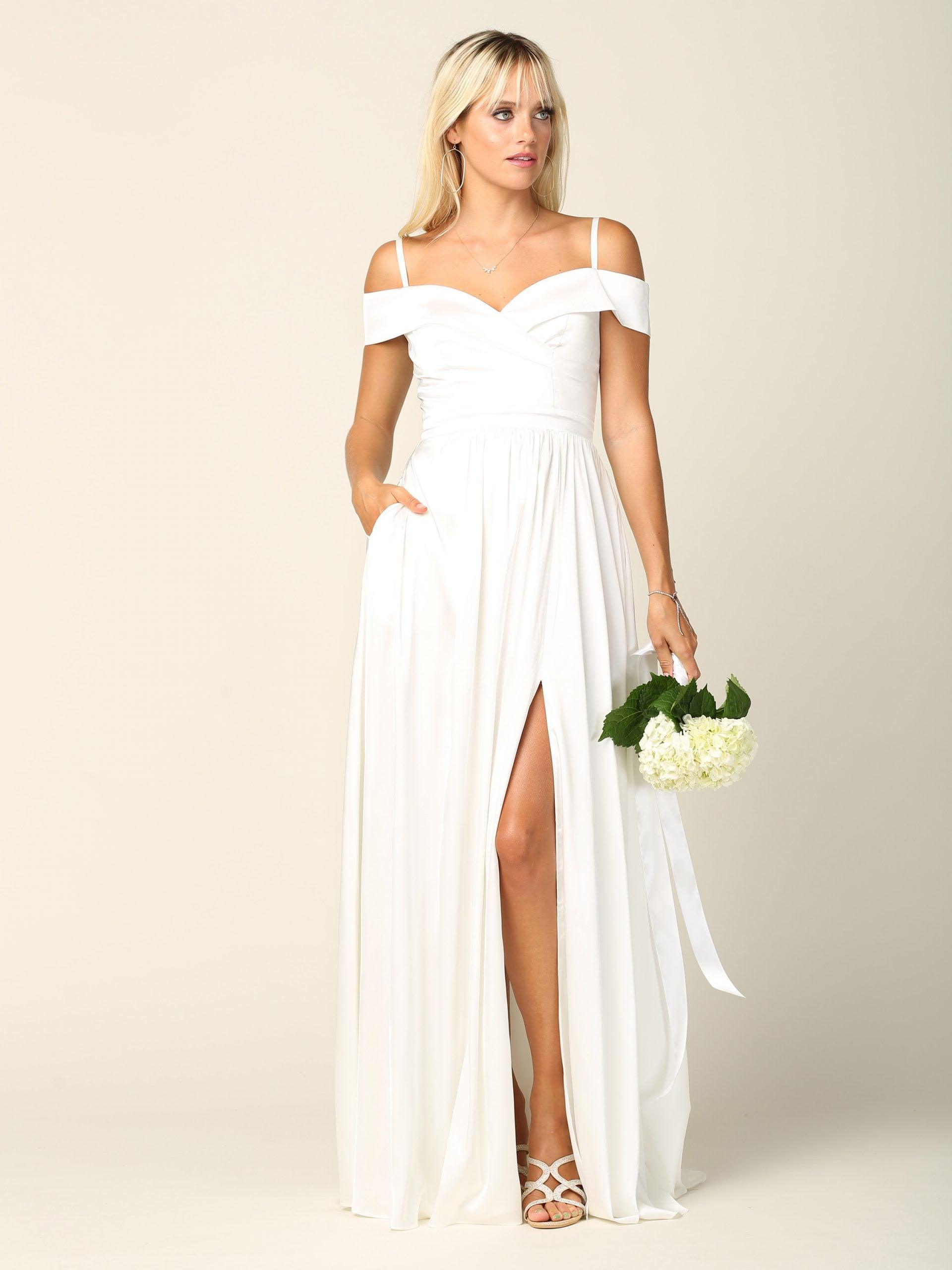 Off White 4XL Simple Wedding Dress Long Off Shoulder Sale