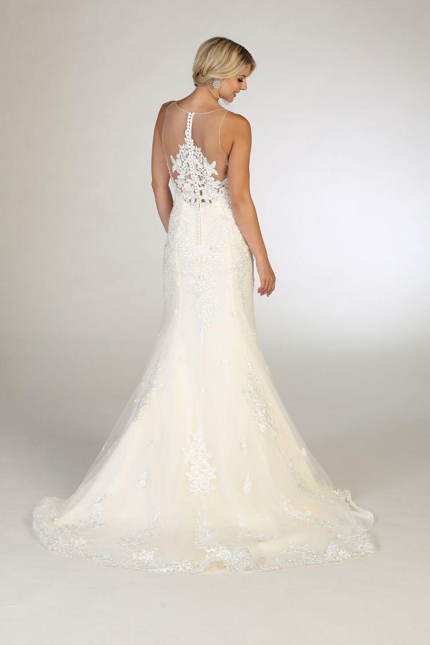 Simple Wedding Dress Long Sleeveless Trumpet Gown - The Dress Outlet May Queen