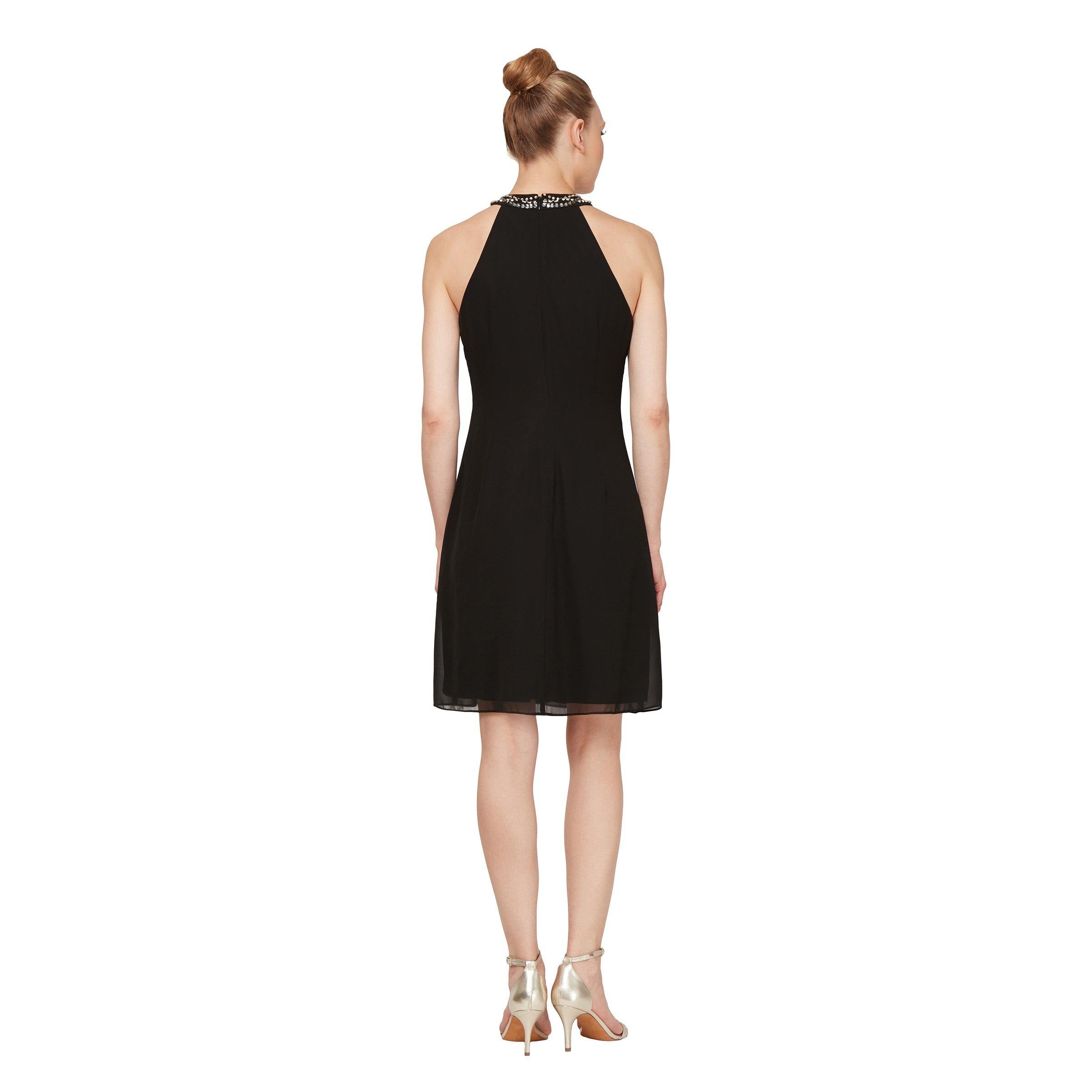 Cocktail Dresses Short Beaded Ruffle Cocktail Dress Black
