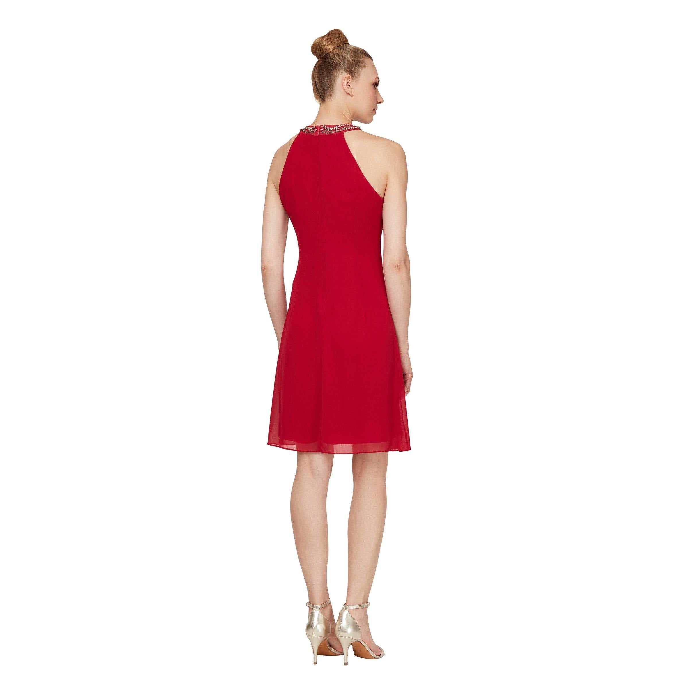 Cocktail Dresses Short Beaded Ruffle Cocktail Dress Apple Red
