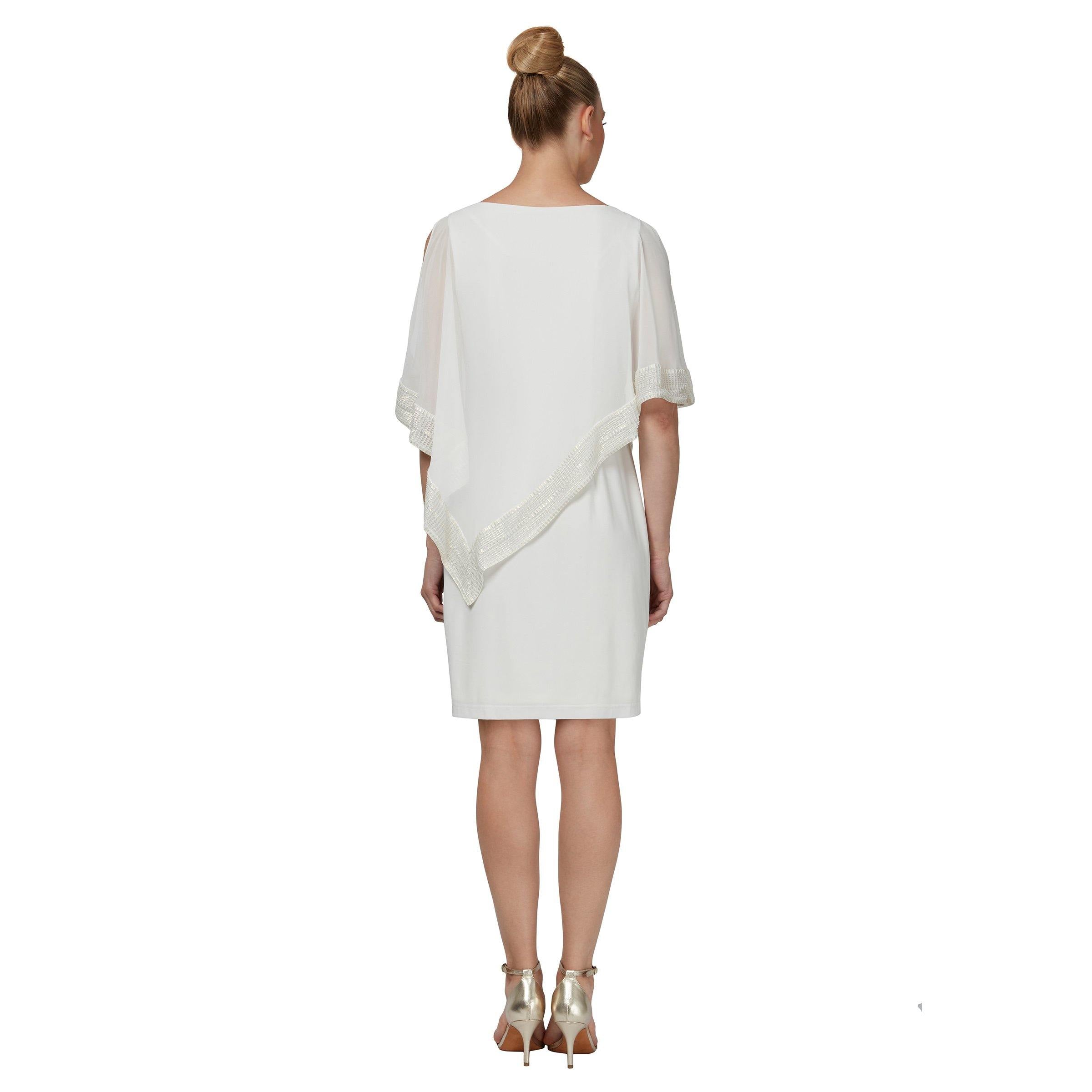SL Fashions Metallic-Trim Capelet Sheath Dress - Faded Rose
