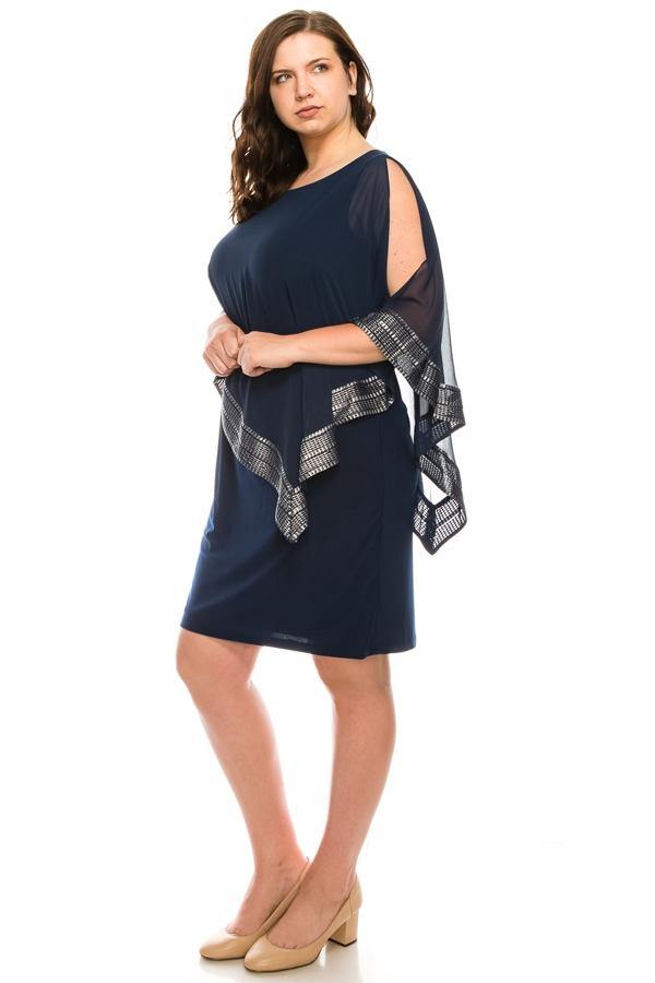 SL Fashions 611176 Short Plus Size Chiffon Dress