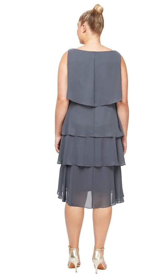 S.L. Fashions Chiffon Tulip Tier Dress-Plus, Size 18W, Navy S.L. Fashions Chiffon Tulip Tier Dress-Plus, Size 18W, Navy