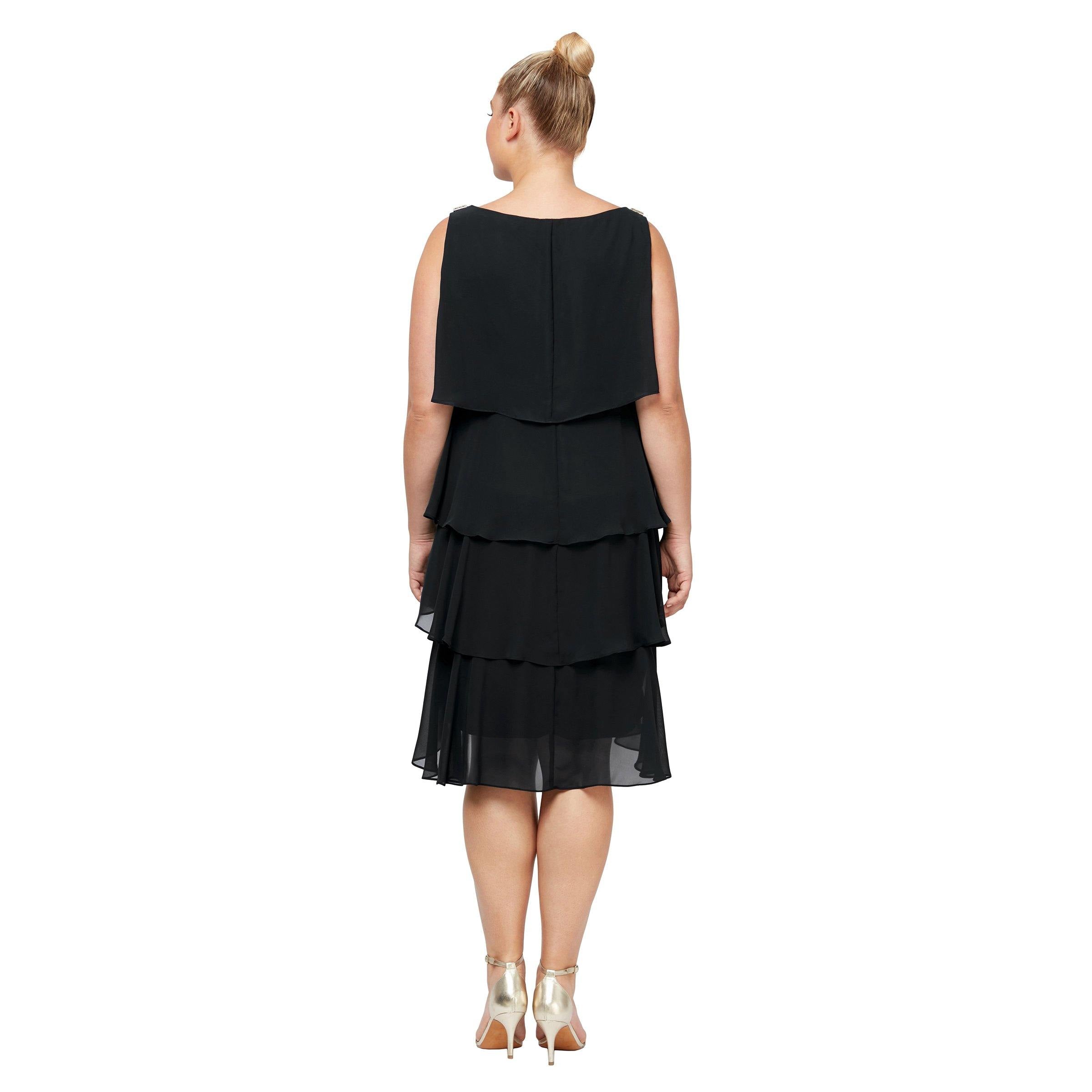 S.L. Fashions Chiffon Tulip Tier Dress-Plus, Size 18W, Navy S.L. Fashions Chiffon Tulip Tier Dress-Plus, Size 18W, Navy