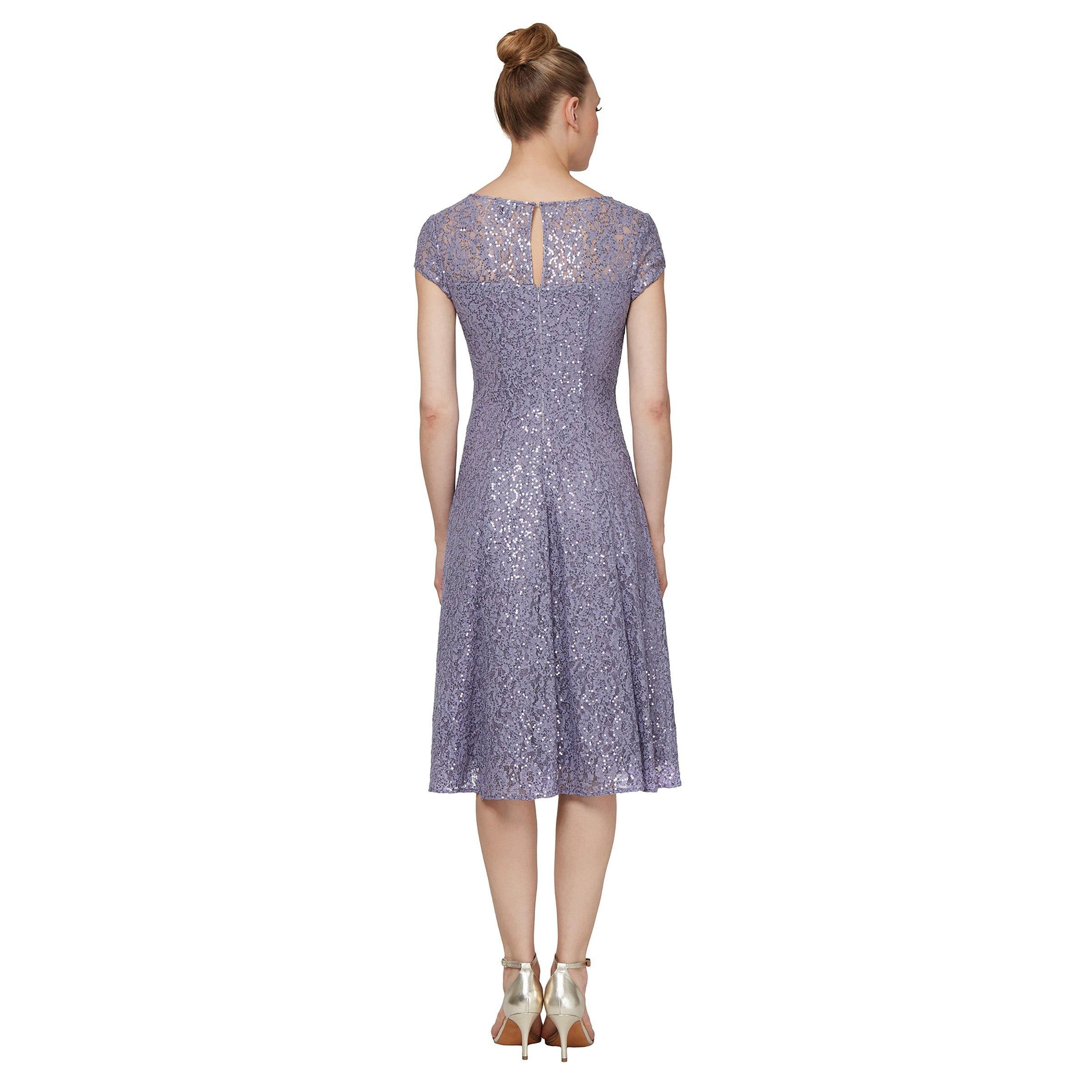 SL Fashions Sequined Lace Midi Dress - Black - Size 8 SL Fashions Sequined Lace Midi Dress - Black - Size 8