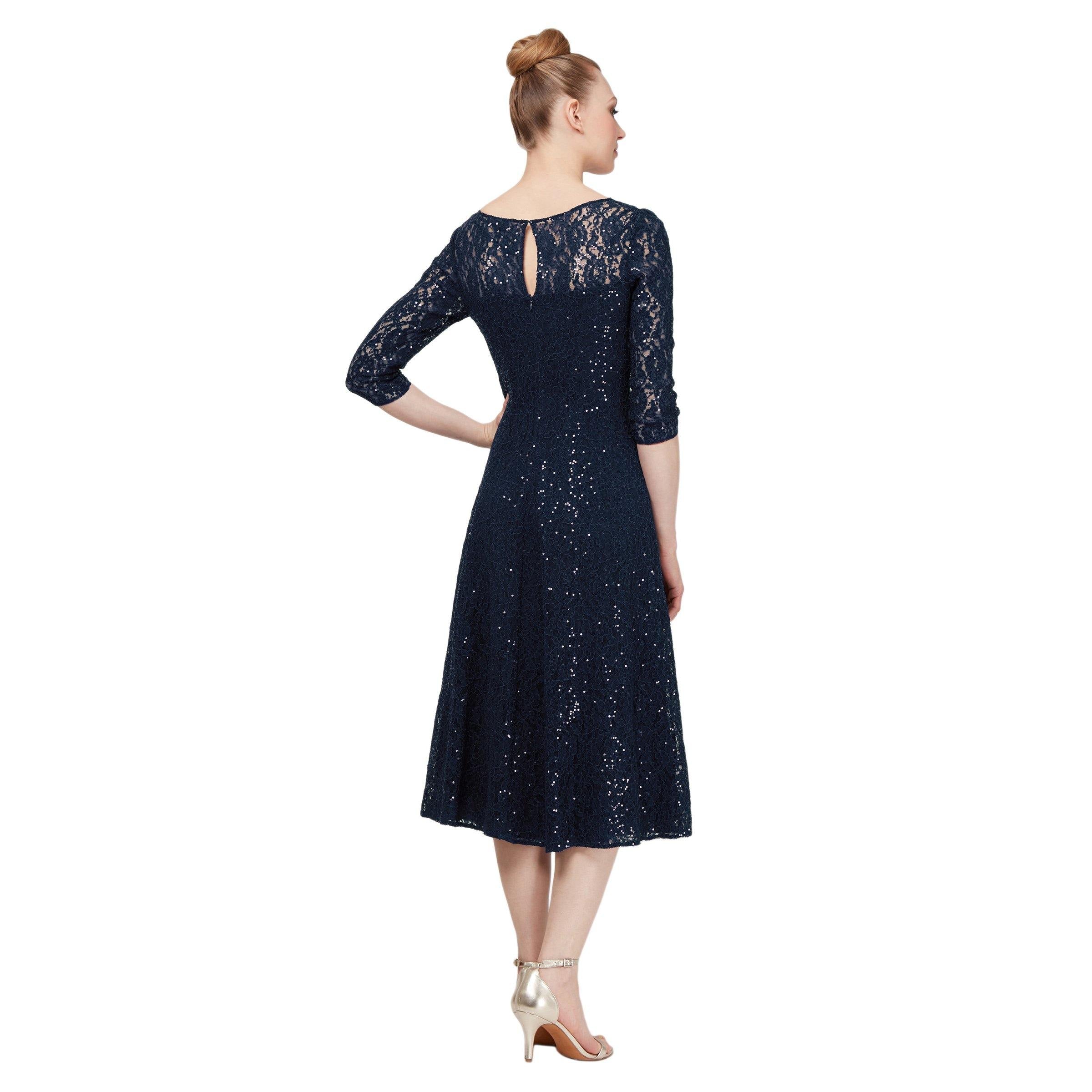 SL Fashions 9119133 Short Sequined Lace Evening Dress