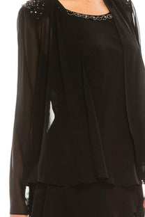 Black SL Fashions 9170388 Short Cocktail Chiffon Beaded Piece Set Dress ...