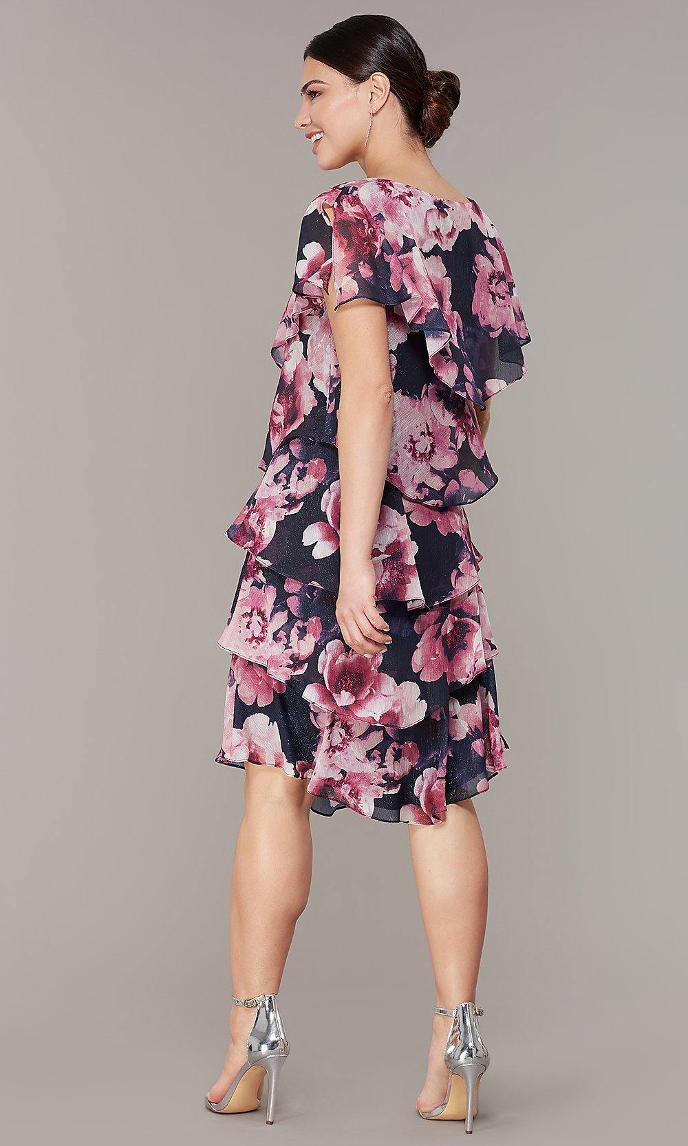 SL Fashions 9171397 Short Floral Formal Dress