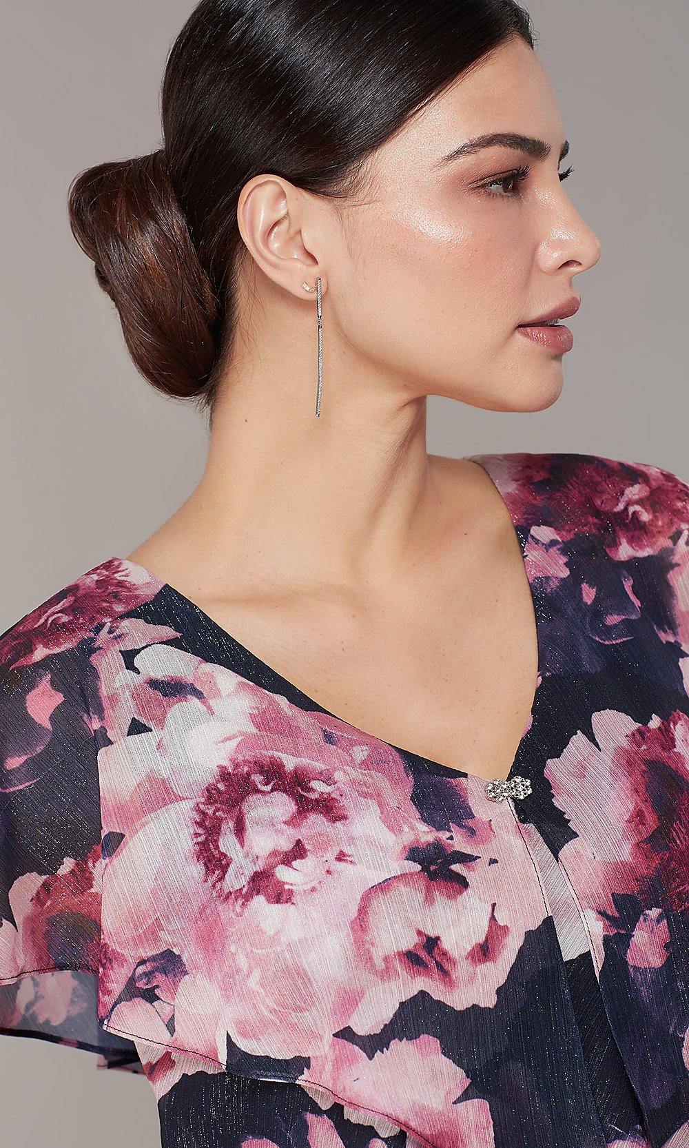 SL Fashions 9171397 Short Floral Formal Dress
