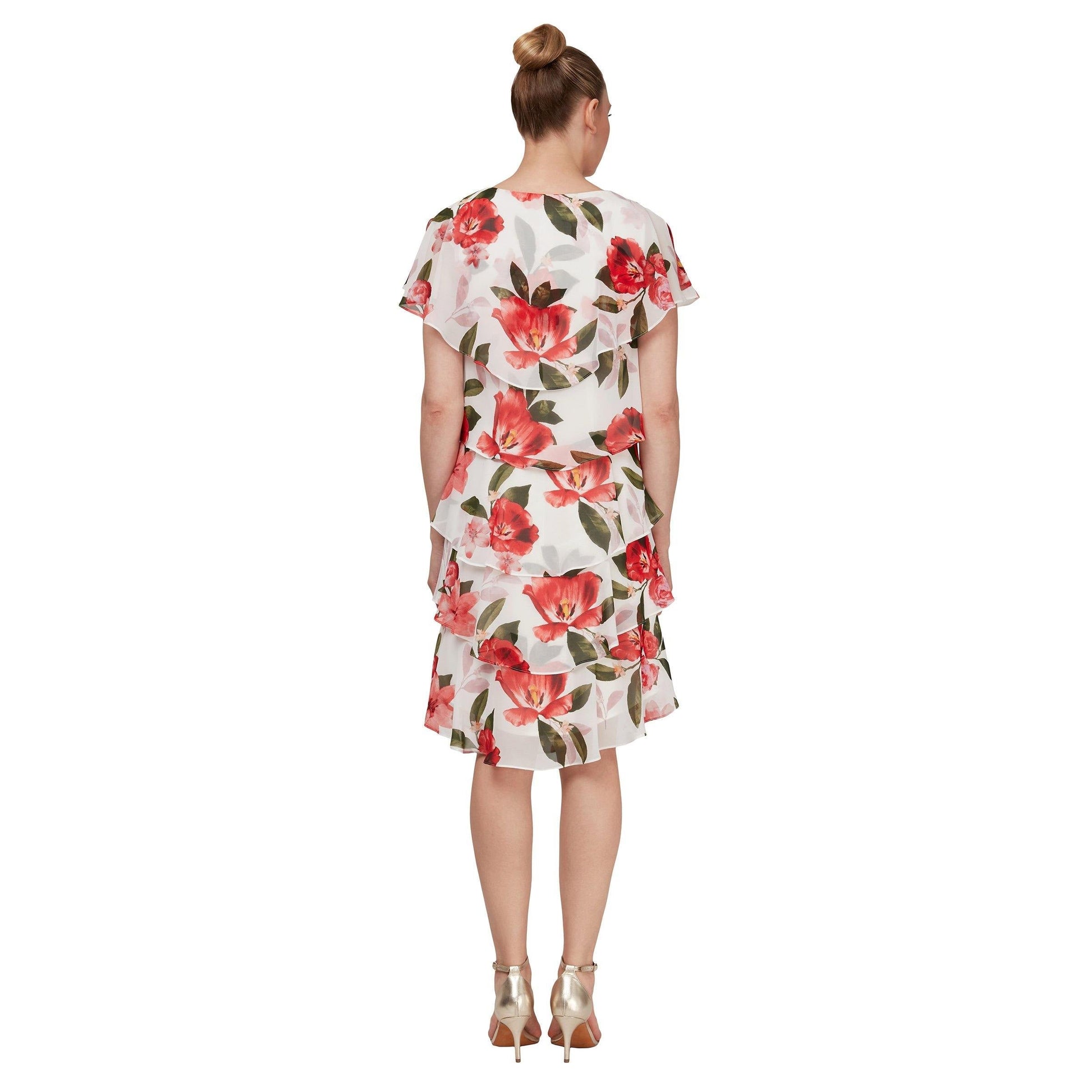 SL Fashions 9171698 Short Print Cocktail Dress