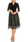 SLNY Short Cocktail Draped Velvet Mesh Dress - The Dress Outlet