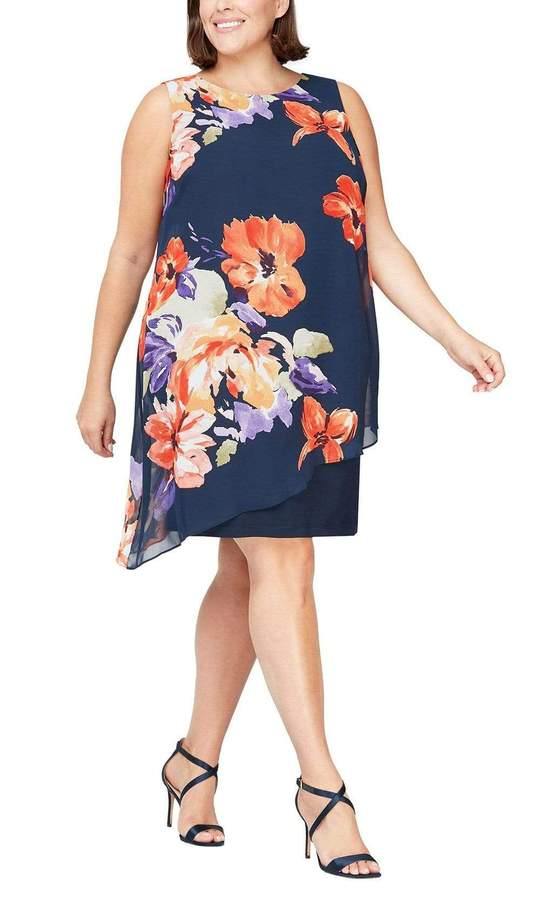 SL Fashion Floral Poncho Short Dress 9477308 - The Dress Outlet