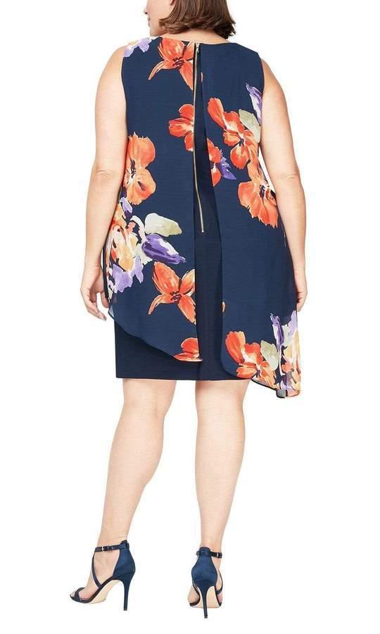 SL Fashions 9477308 Floral Poncho Short Dress