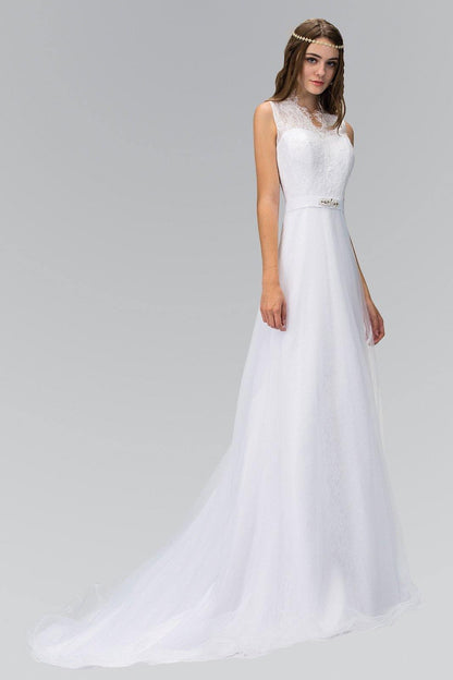 Sleeveless A-Line Long Wedding Dress - The Dress Outlet Elizabeth K