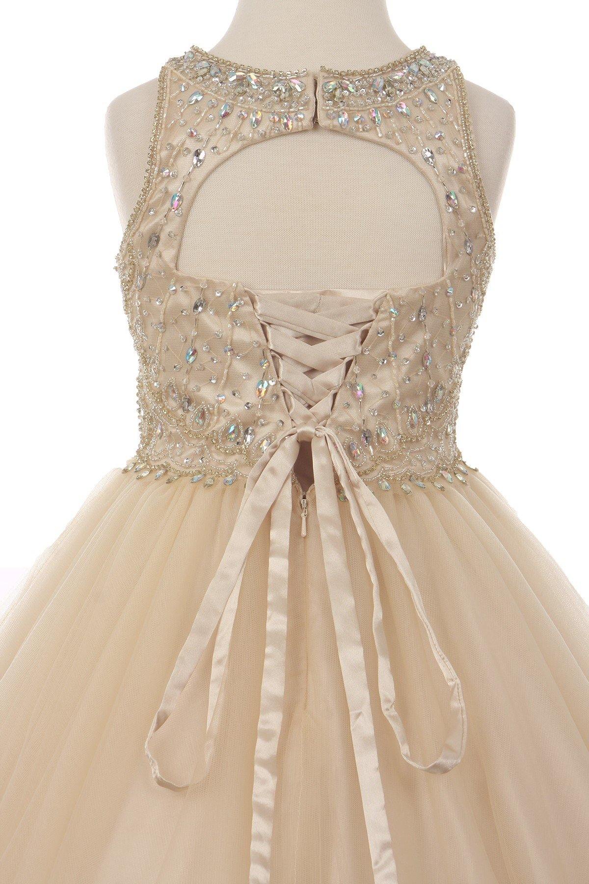 Sleeveless Embellished Short Party Dress Flower Girl - Aqua / 6 Sleeveless Embellished Short Party Dress Flower Girl - Aqua / 6