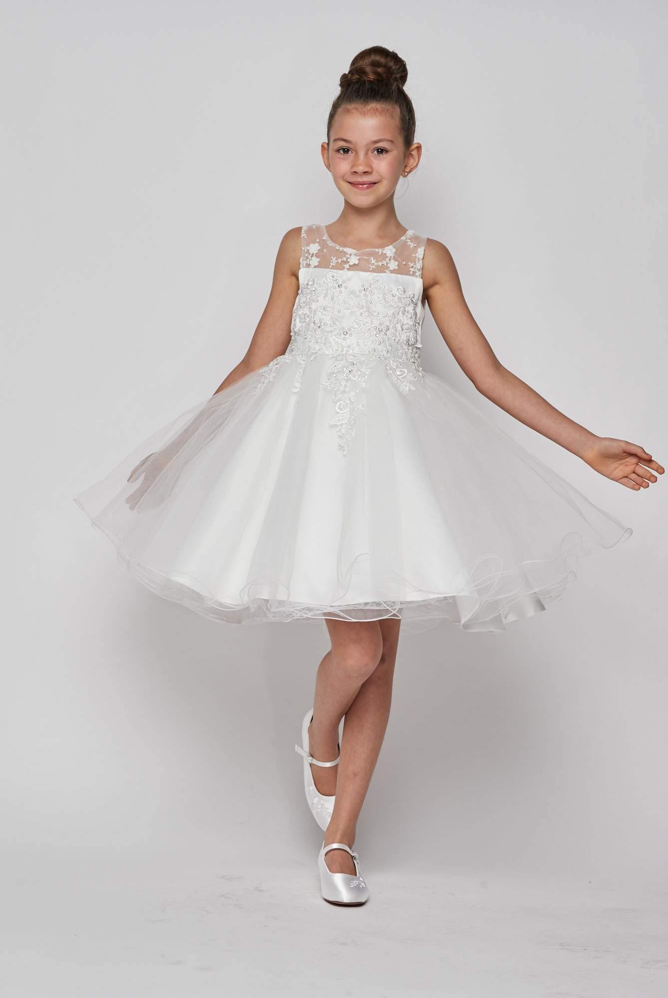 Sleeveless Embellished Short Party Dress Flower Girls - The Dress Outlet Cinderella Couture